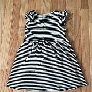 H&M Dress Girls 7 Black White Striped Ruffle Sleeves Casual Summer